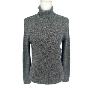 Reference Point Turtleneck in Black and Devon Cream Women's Large